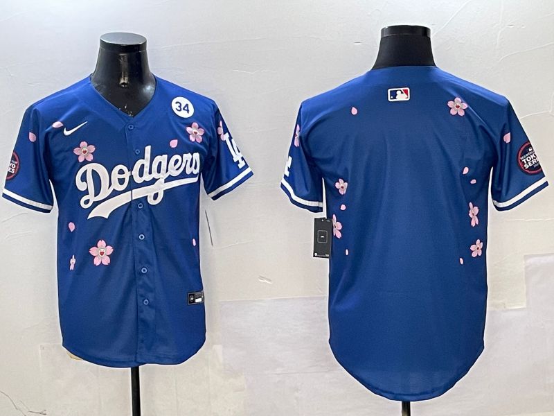 Men Los Angeles Dodgers Blank Blue Sakura Edition 2025 Nike MLB Jersey style 4->los angeles dodgers->MLB Jersey